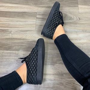 Stuart Weizmann Gold Studded Suede Sneakers - 6.5